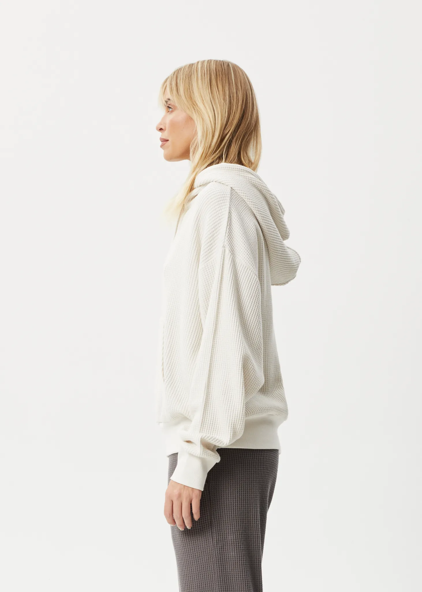 AFENDS Womens Ari - Waffle Hoodie - Off White