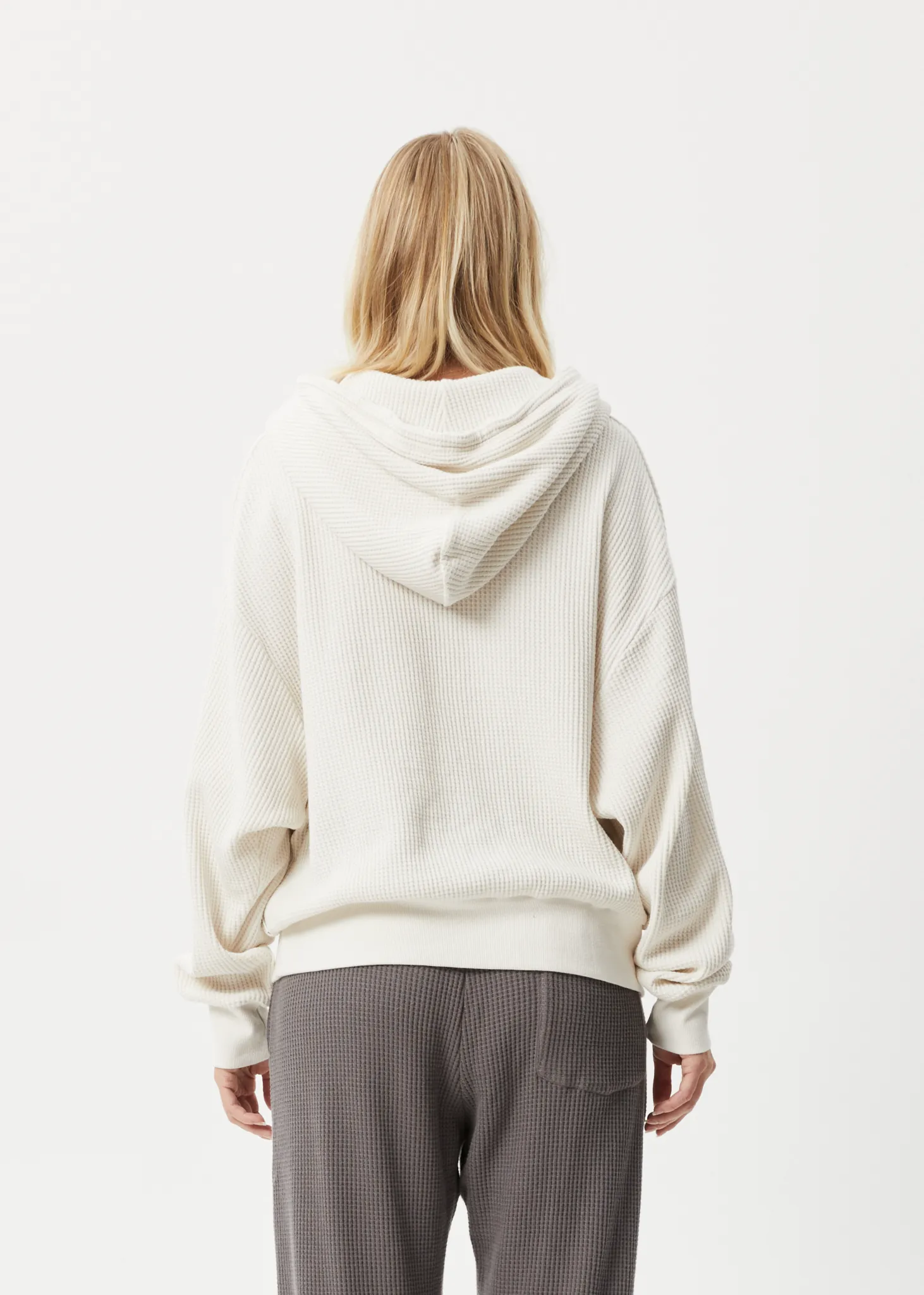 AFENDS Womens Ari - Waffle Hoodie - Off White