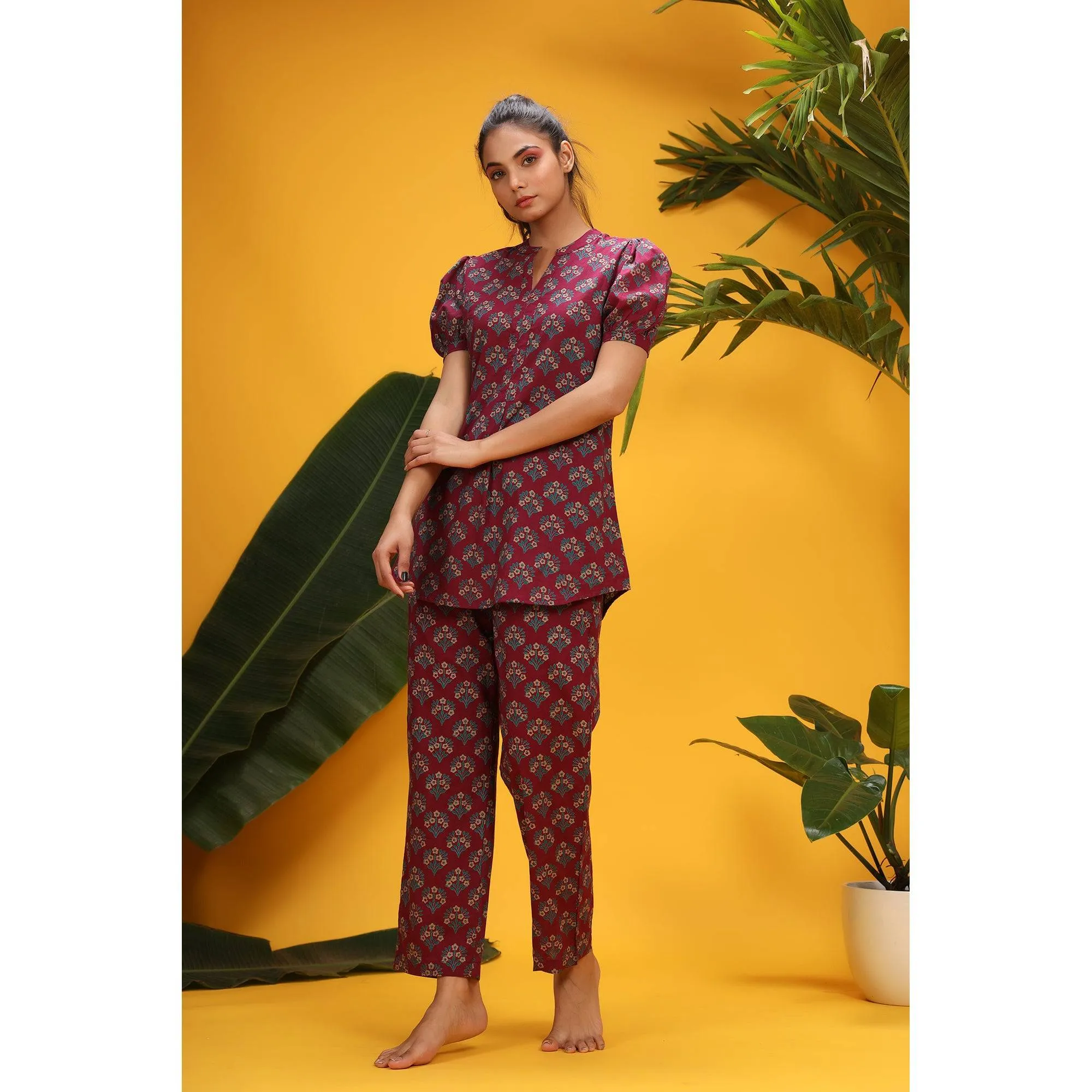 Aloha Mora On Wine Loungewear Top Set