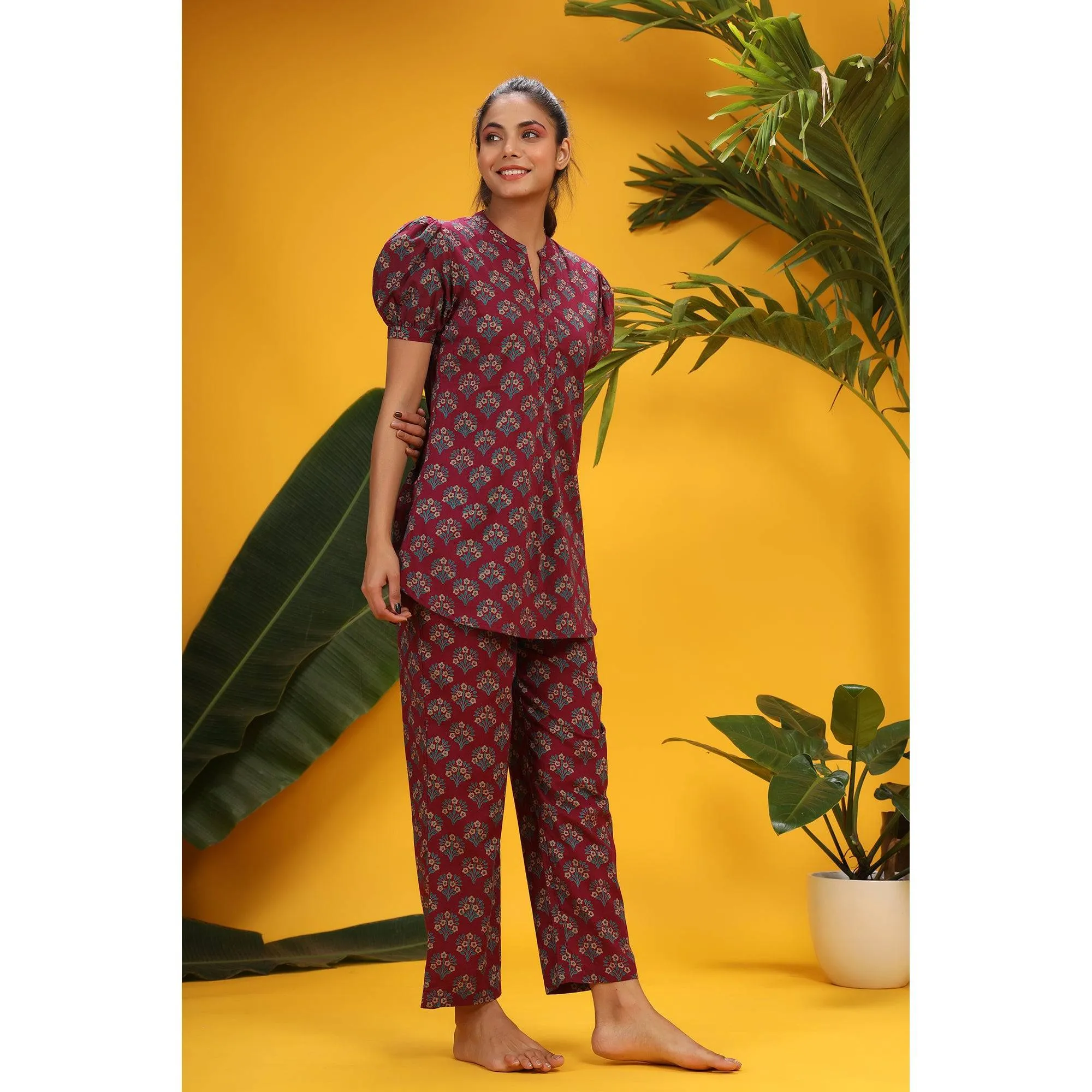 Aloha Mora On Wine Loungewear Top Set