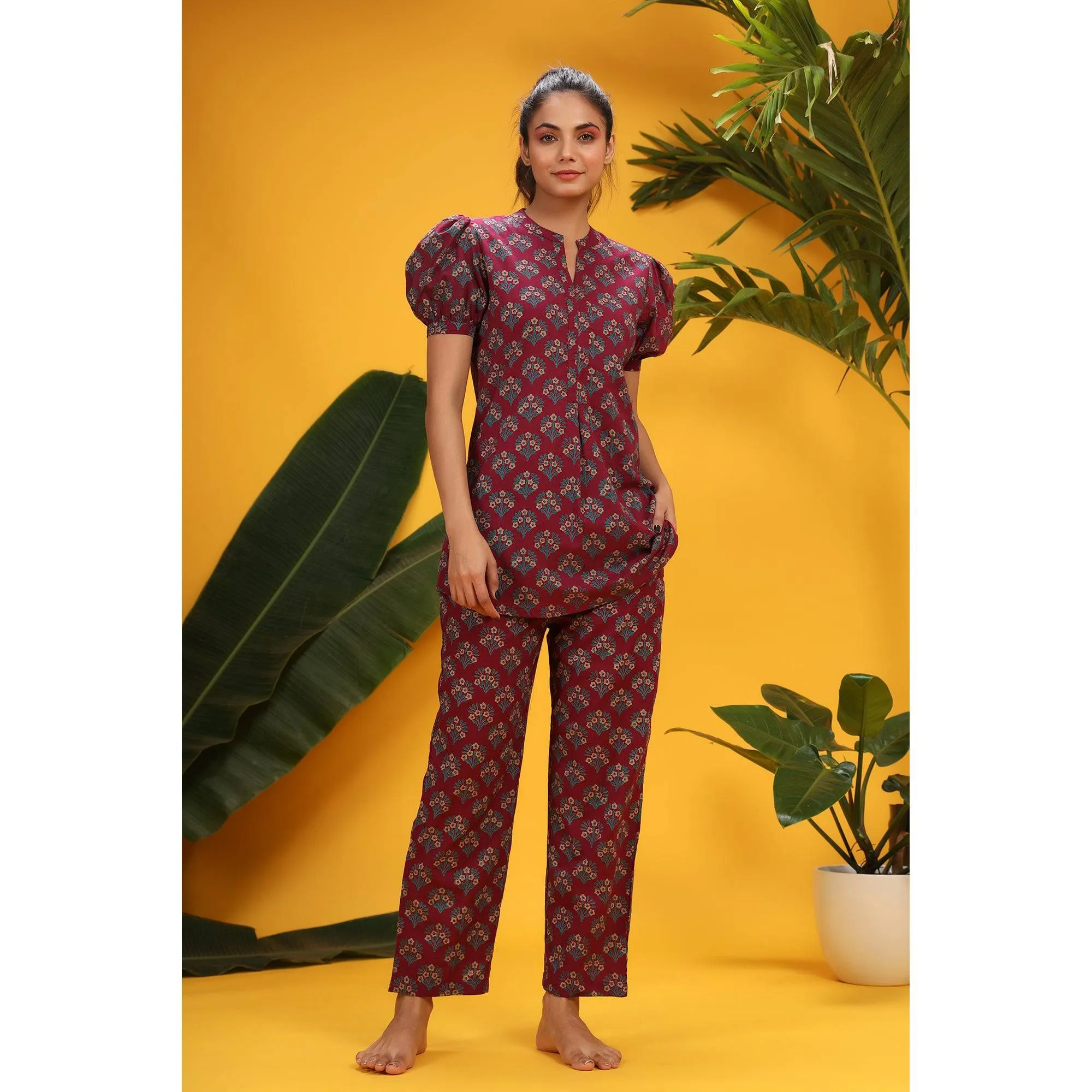 Aloha Mora On Wine Loungewear Top Set