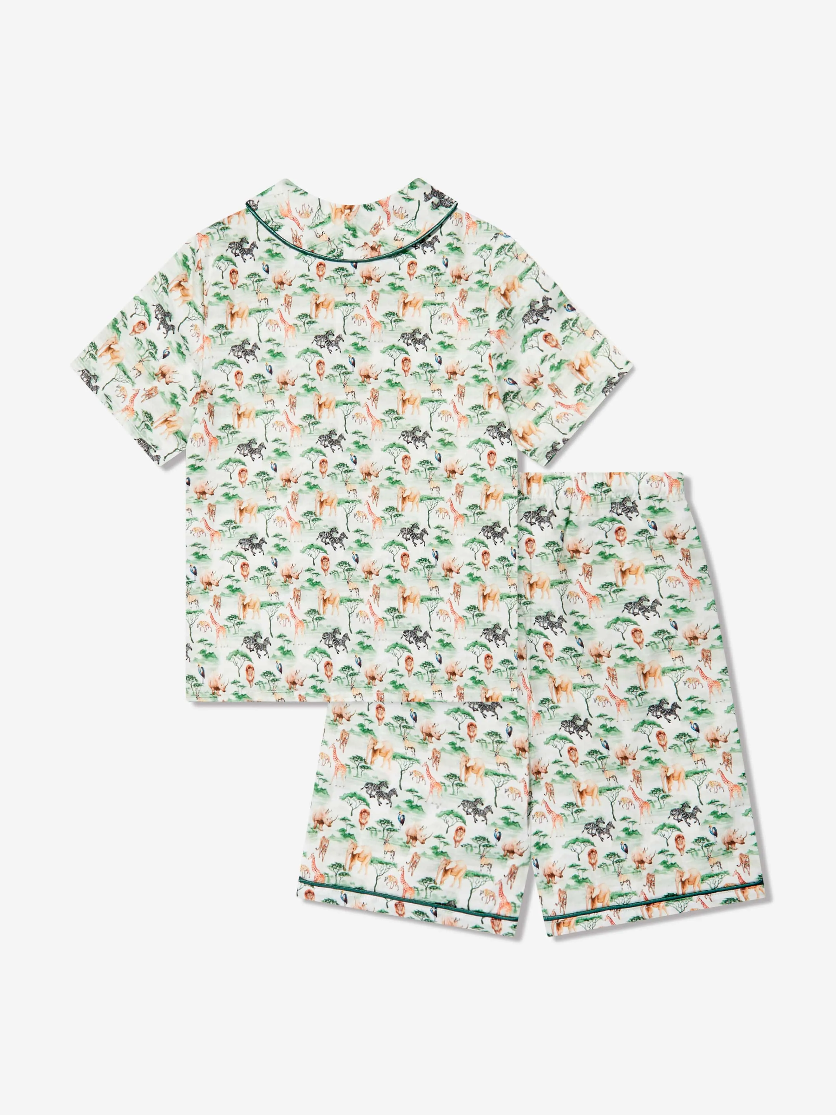 Amiki Children Boys Samuel Button Up Pyjama Set in Green