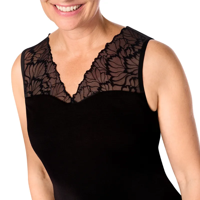 Amoena Velvet Lace Mastectomy Top Black