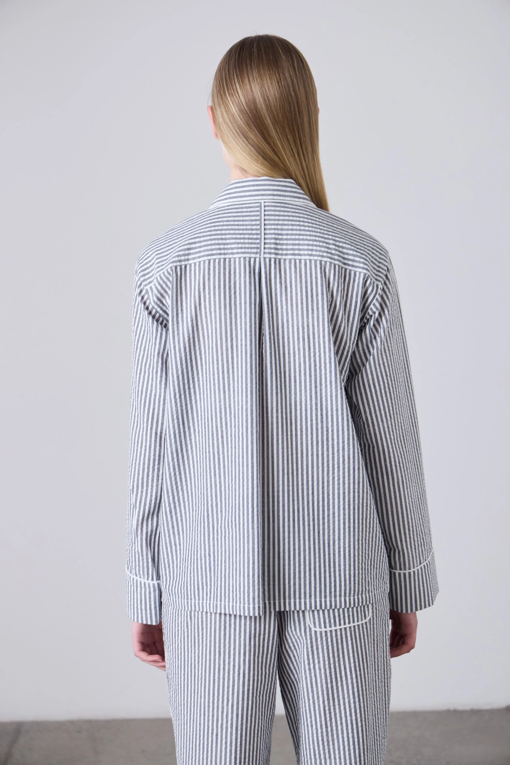 Arabella PJ Shirt - Black/White Stripe