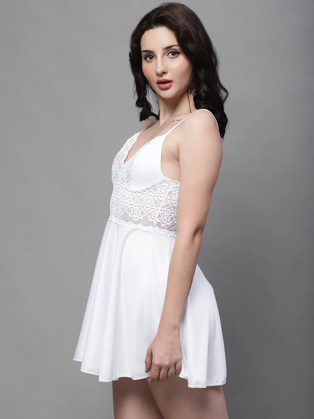 Babydoll Elegant Lacy Dress - White