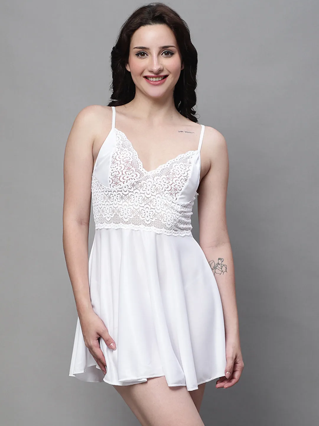 Babydoll Elegant Lacy Dress - White