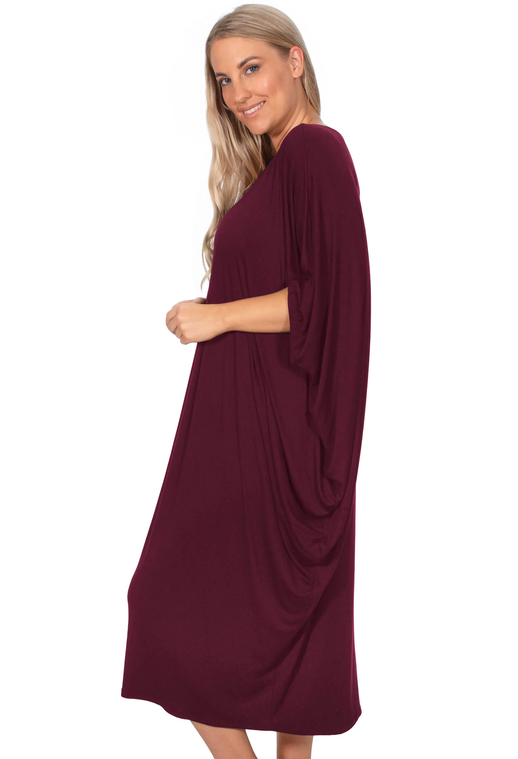 Bamboo V Neck Draped Dress