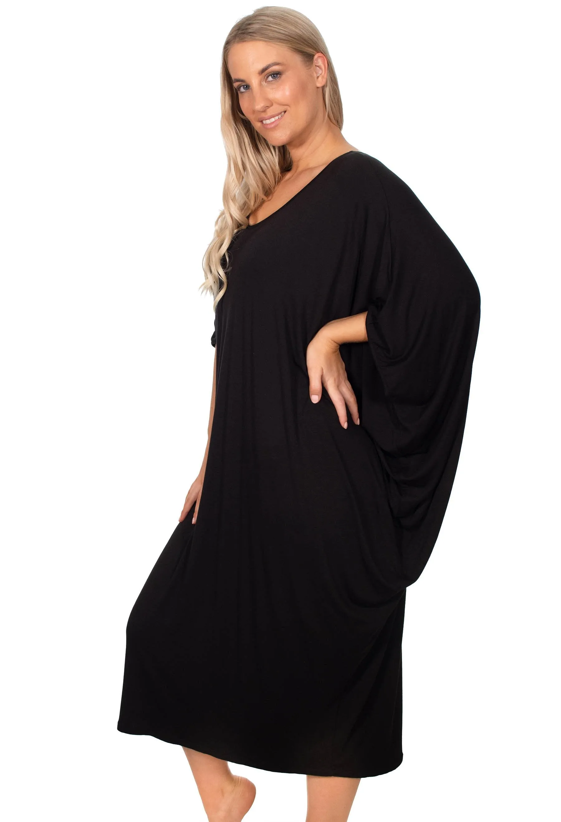 Bamboo V Neck Draped Dress