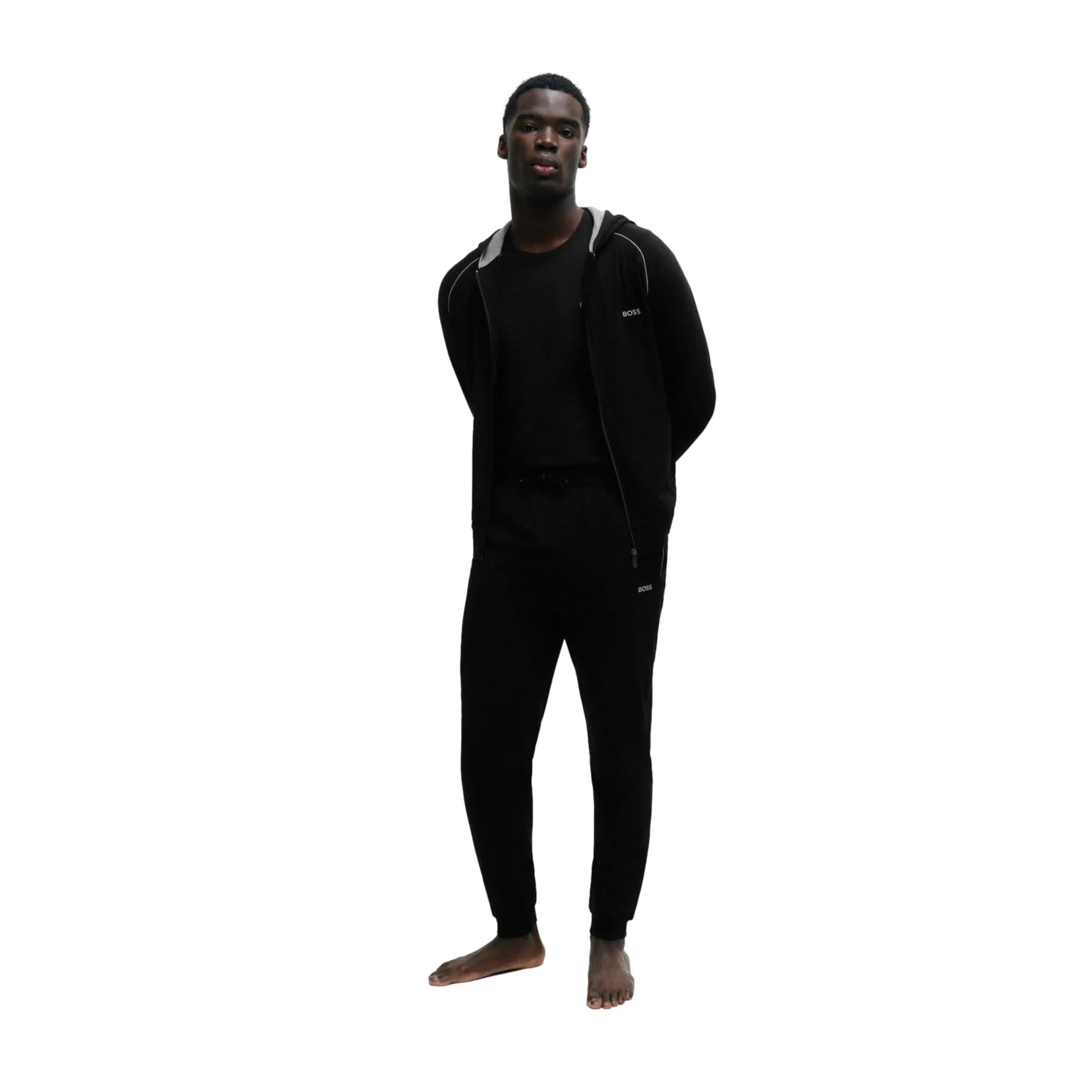 BOSS Men Mix & Match Stetch-Cotton Tracksuit Bottoms with Logo Detail - Black