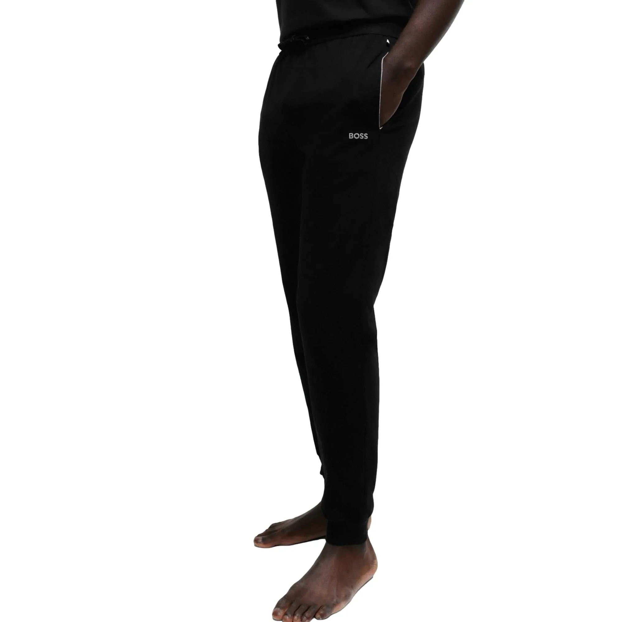 BOSS Men Mix & Match Stetch-Cotton Tracksuit Bottoms with Logo Detail - Black