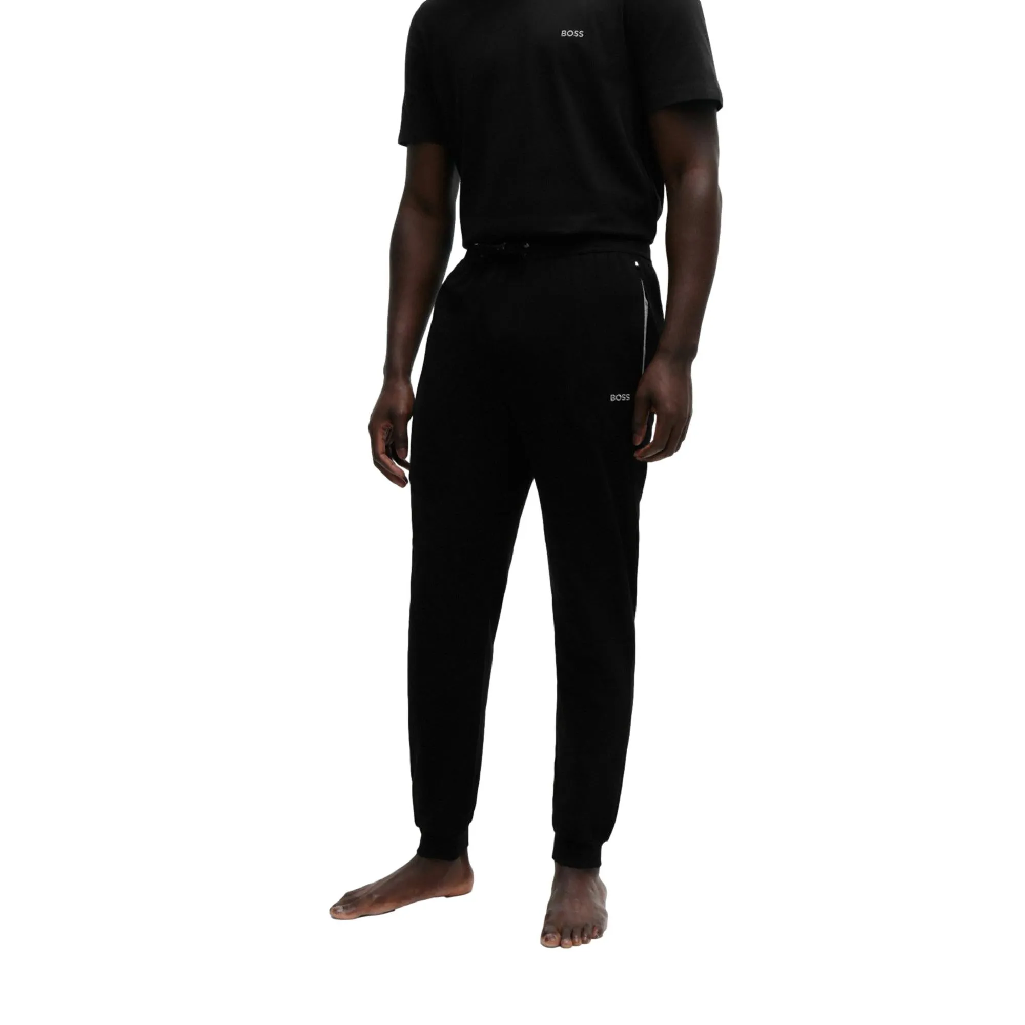 BOSS Men Mix & Match Stetch-Cotton Tracksuit Bottoms with Logo Detail - Black