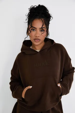 Boxy Cropped Hoodie - Chocolate