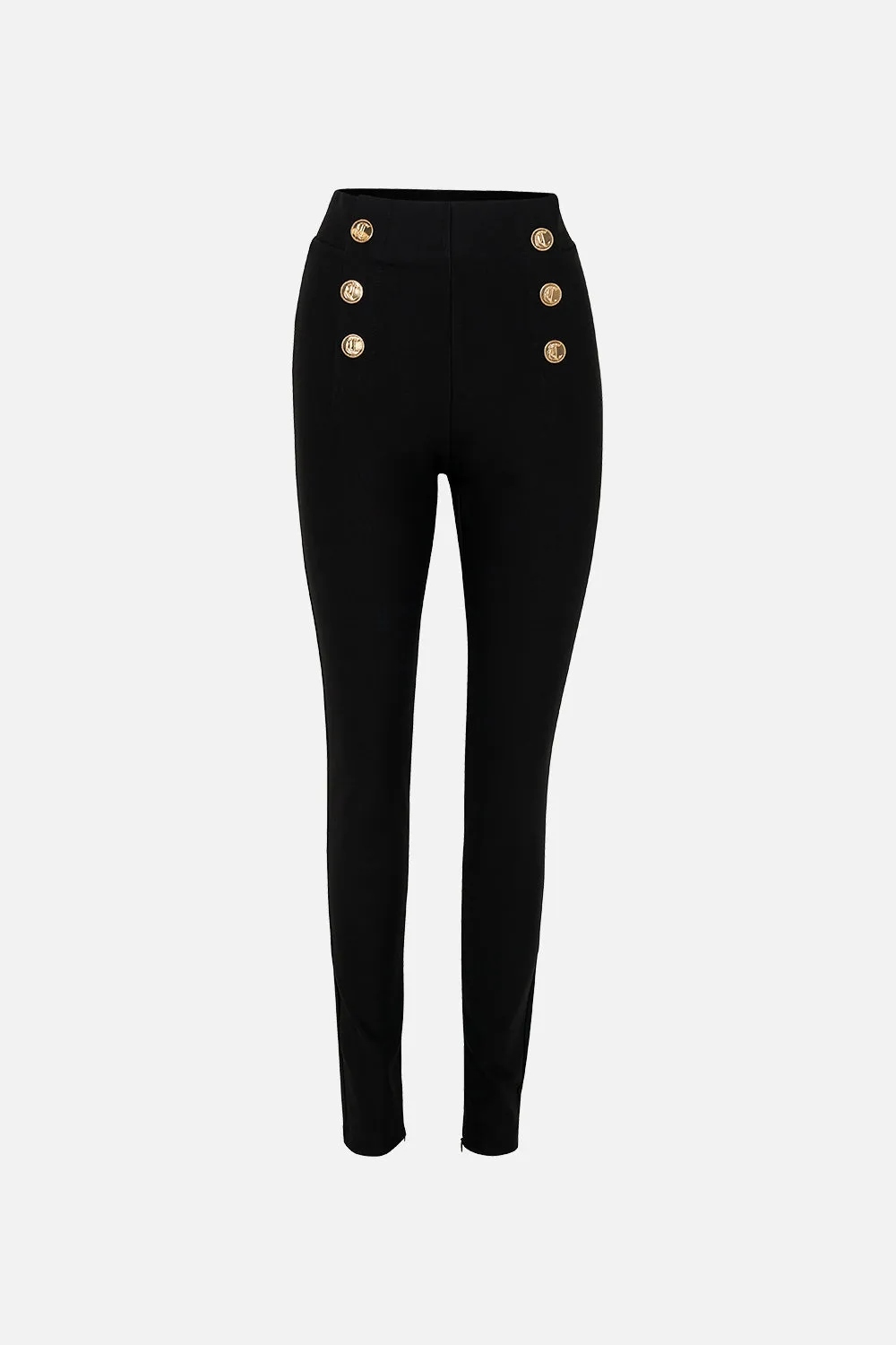 BUTTON EMBELLISHED PONTE PANT WILD HORSES