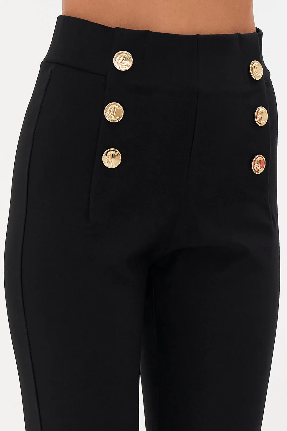 BUTTON EMBELLISHED PONTE PANT WILD HORSES