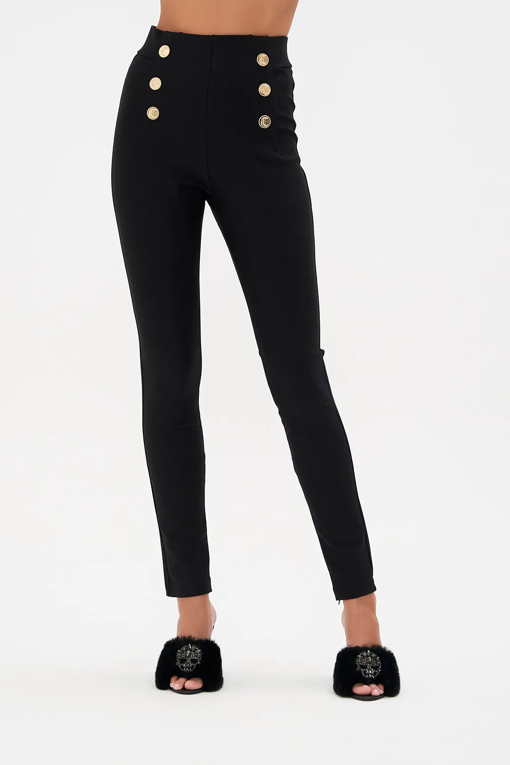 BUTTON EMBELLISHED PONTE PANT WILD HORSES