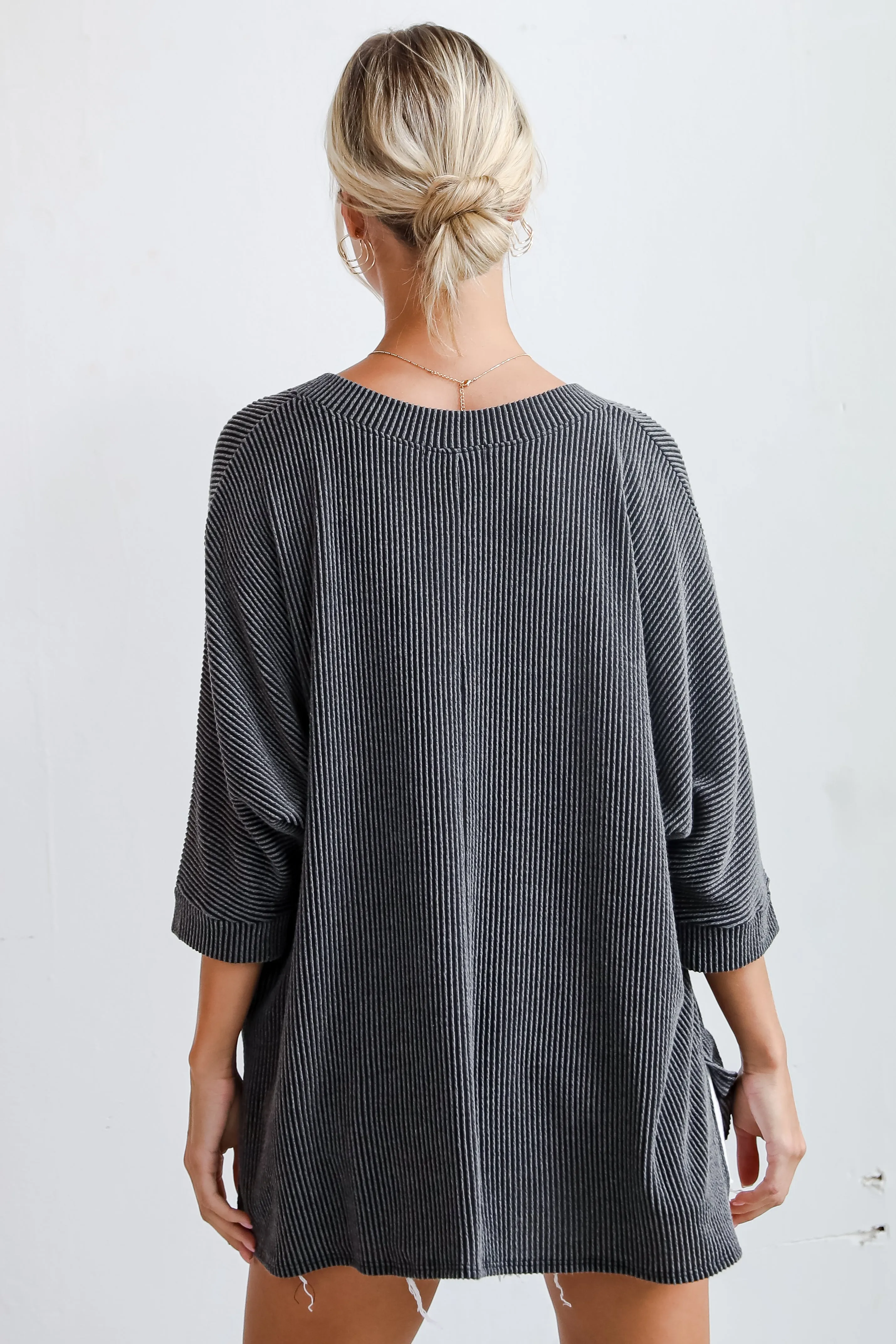 Caroline Charcoal Corded Tee