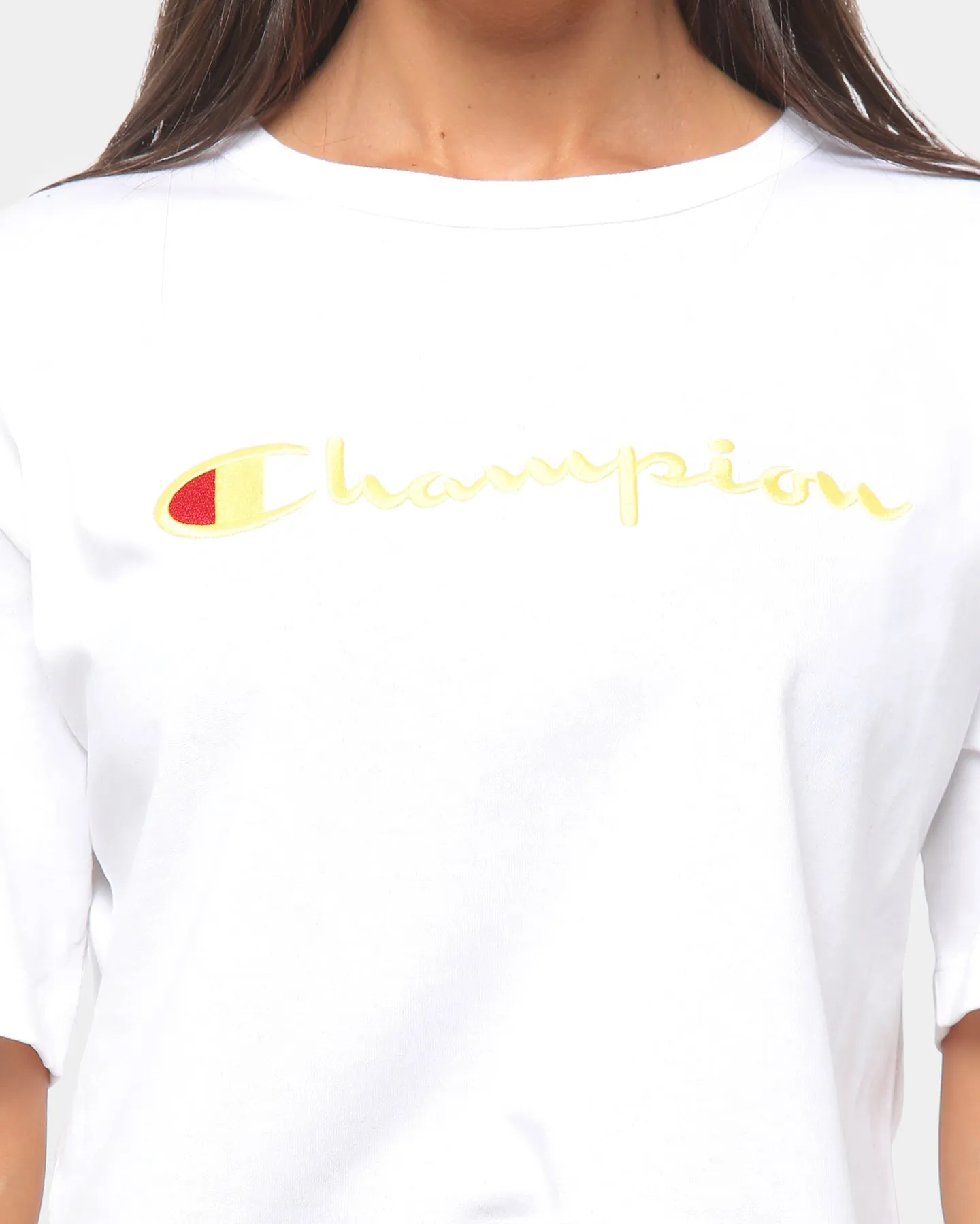 CHAMPION HERITAGE TEE LARGE SCRIPT White/Mango