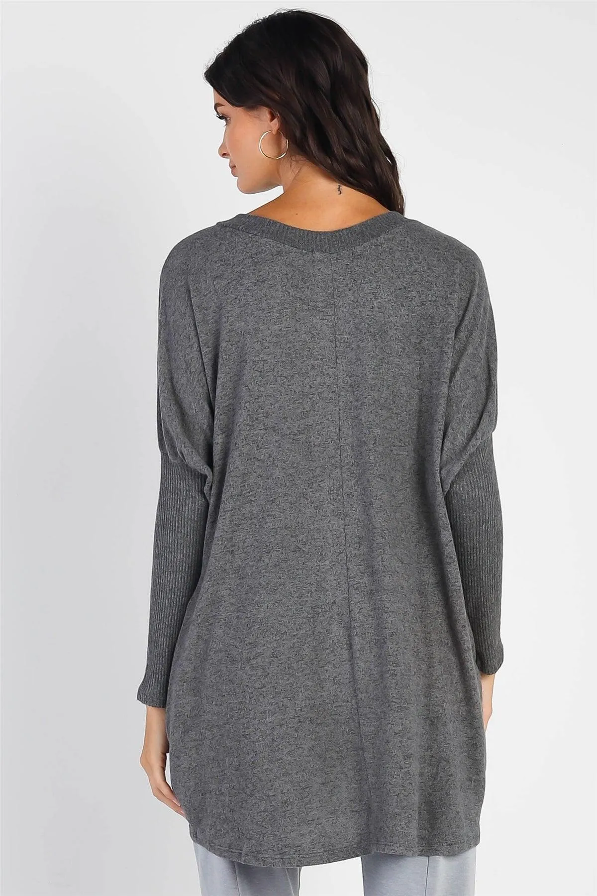 Charcoal V-Neck Dolman Long Sleeve Top /1-2-2