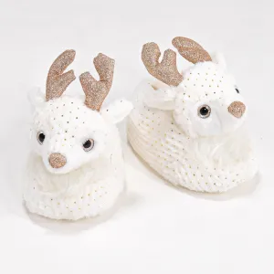 Children's Cream Reindeer Slippers