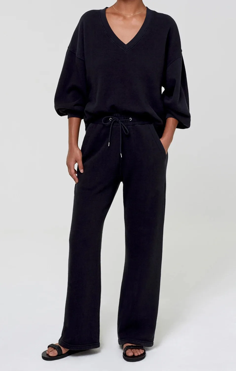 Citizens of Humanity - Nia Wide Leg Lounge Pant in Black