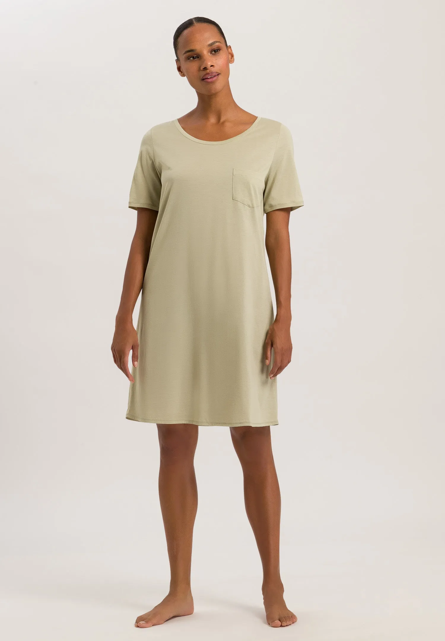 Cotton Deluxe Round Neck Cotton Nightgown | Moss Green 77953-2720