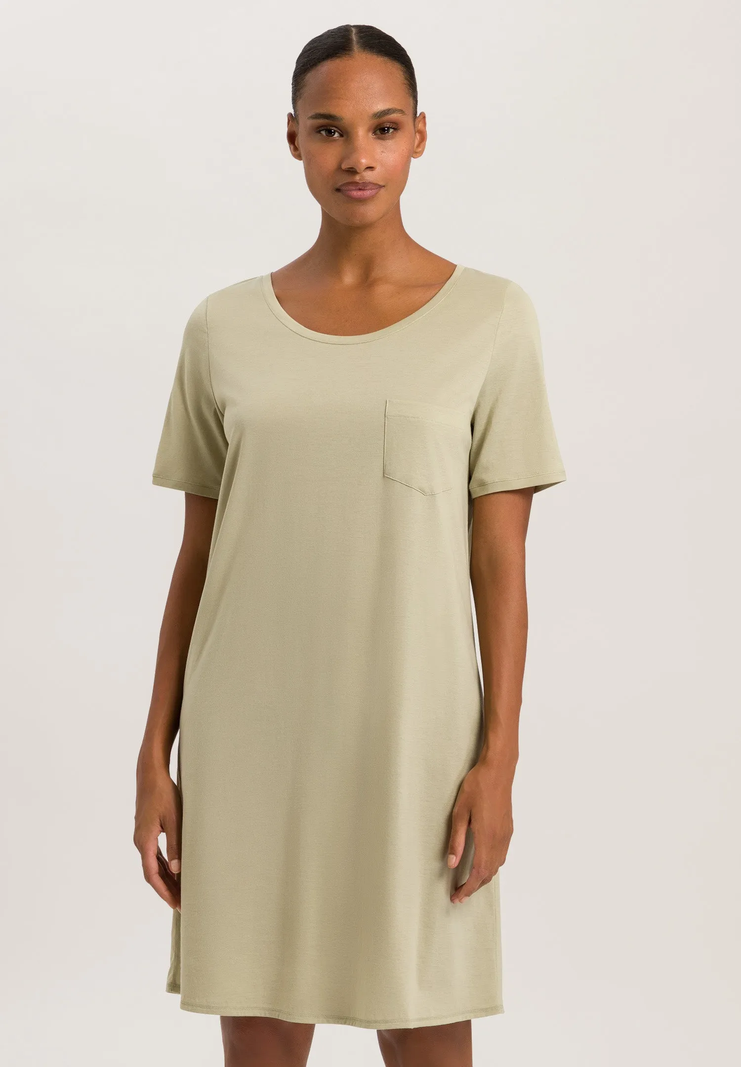 Cotton Deluxe Round Neck Cotton Nightgown | Moss Green 77953-2720