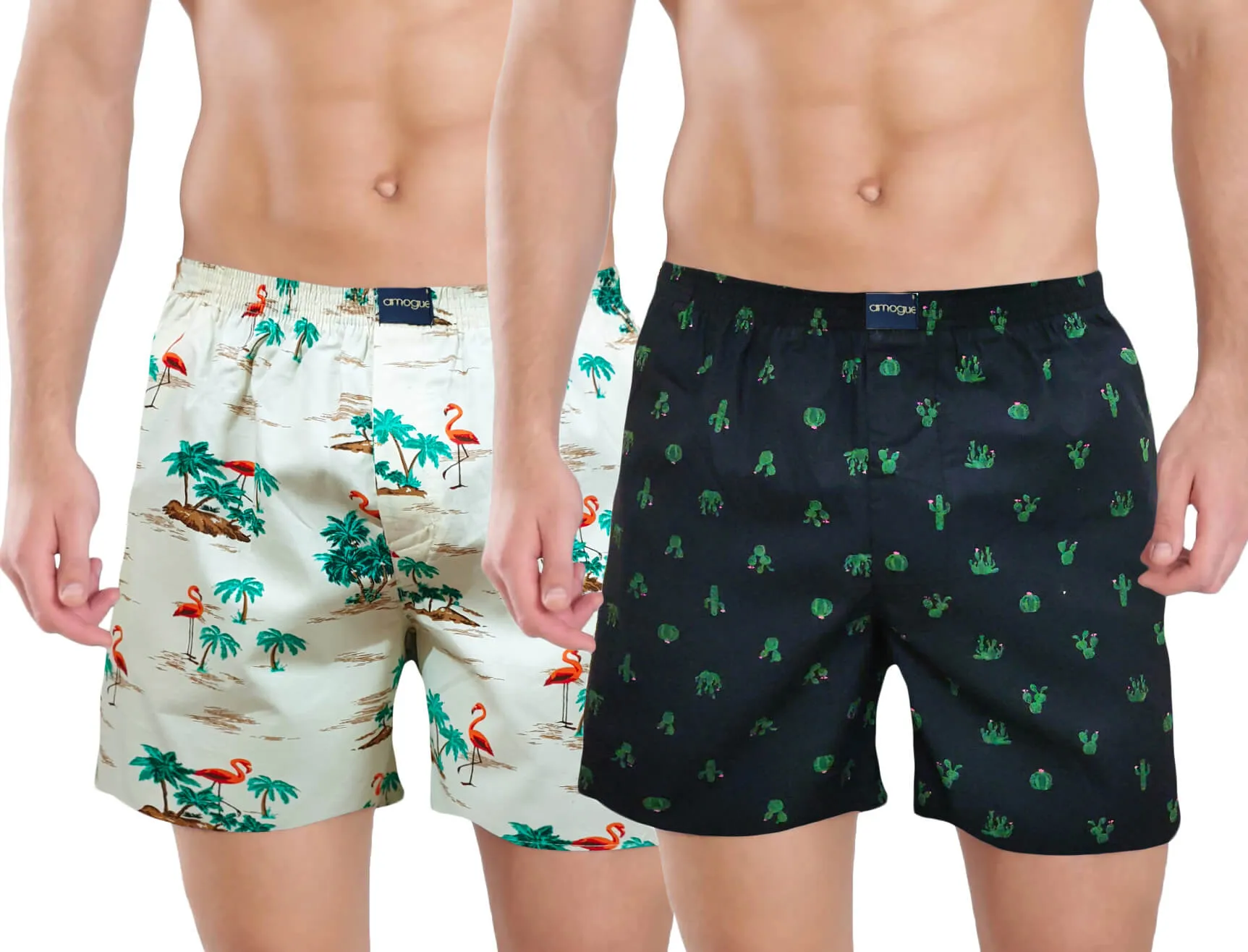 Cream Beach Black Cactus 2 Men Boxers Combo