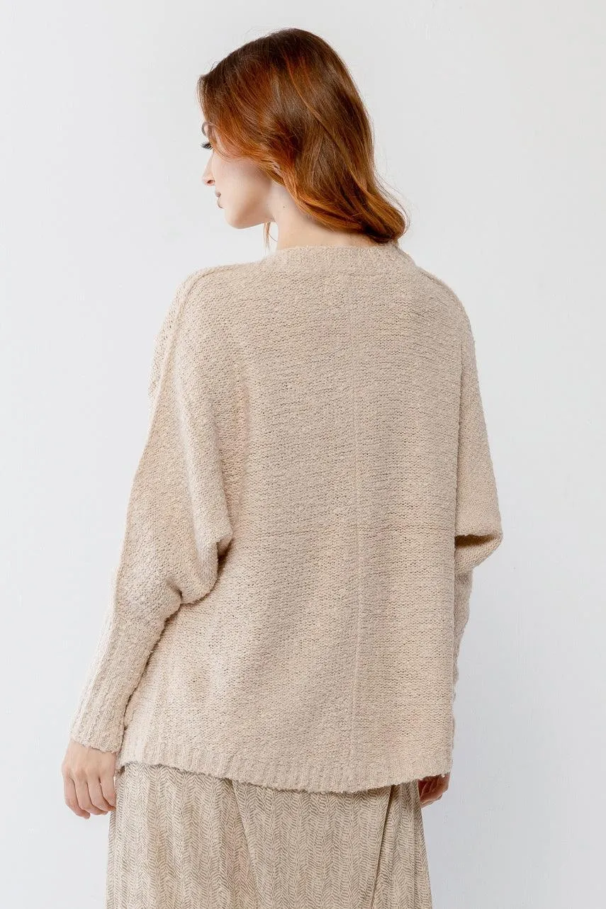 Cream Knit Textured Two Pocket Open Front Cardigan /2-2-2