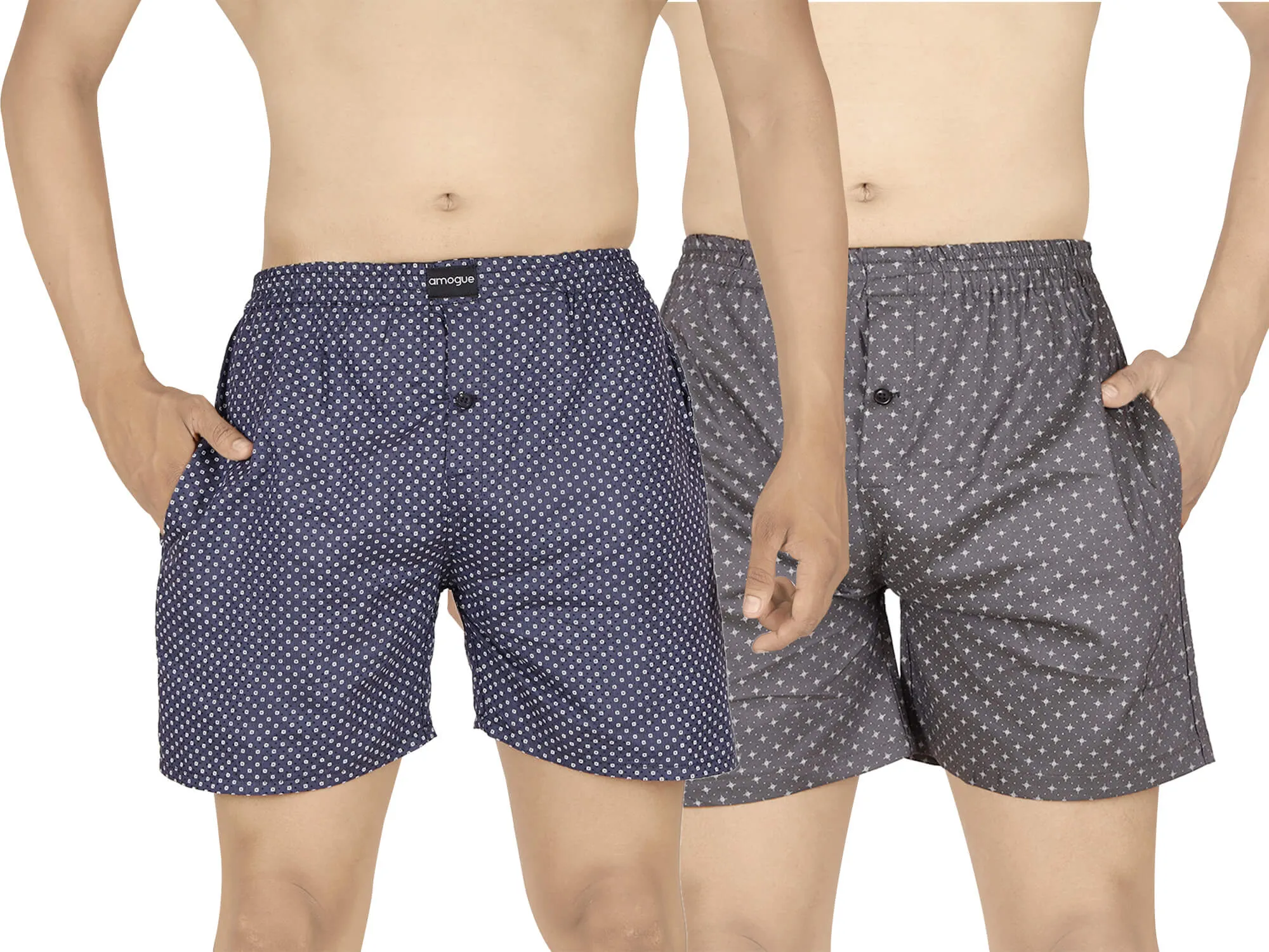 Dark Blue & Dark Grey Printed Boxers Combo