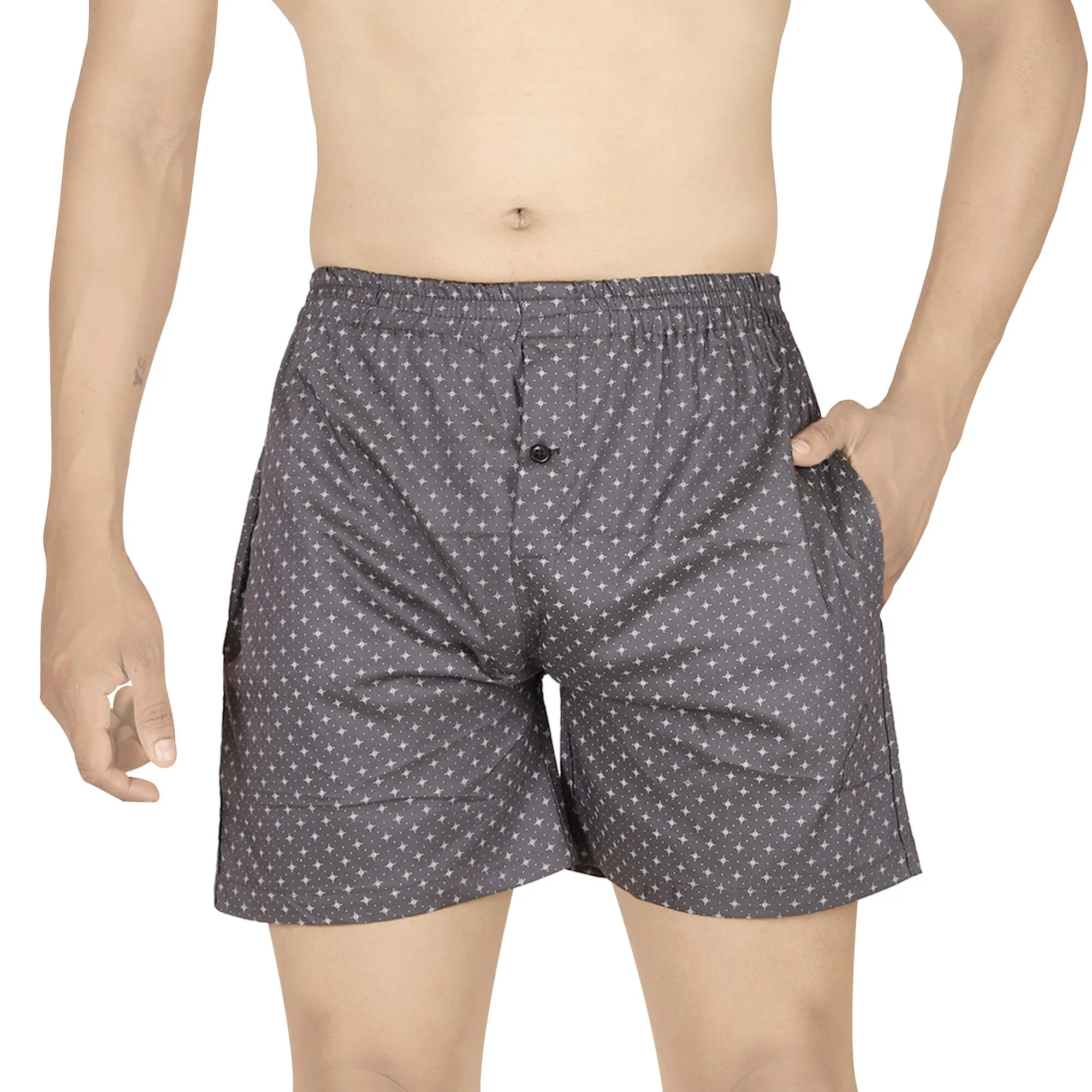 Dark Blue & Dark Grey Printed Boxers Combo