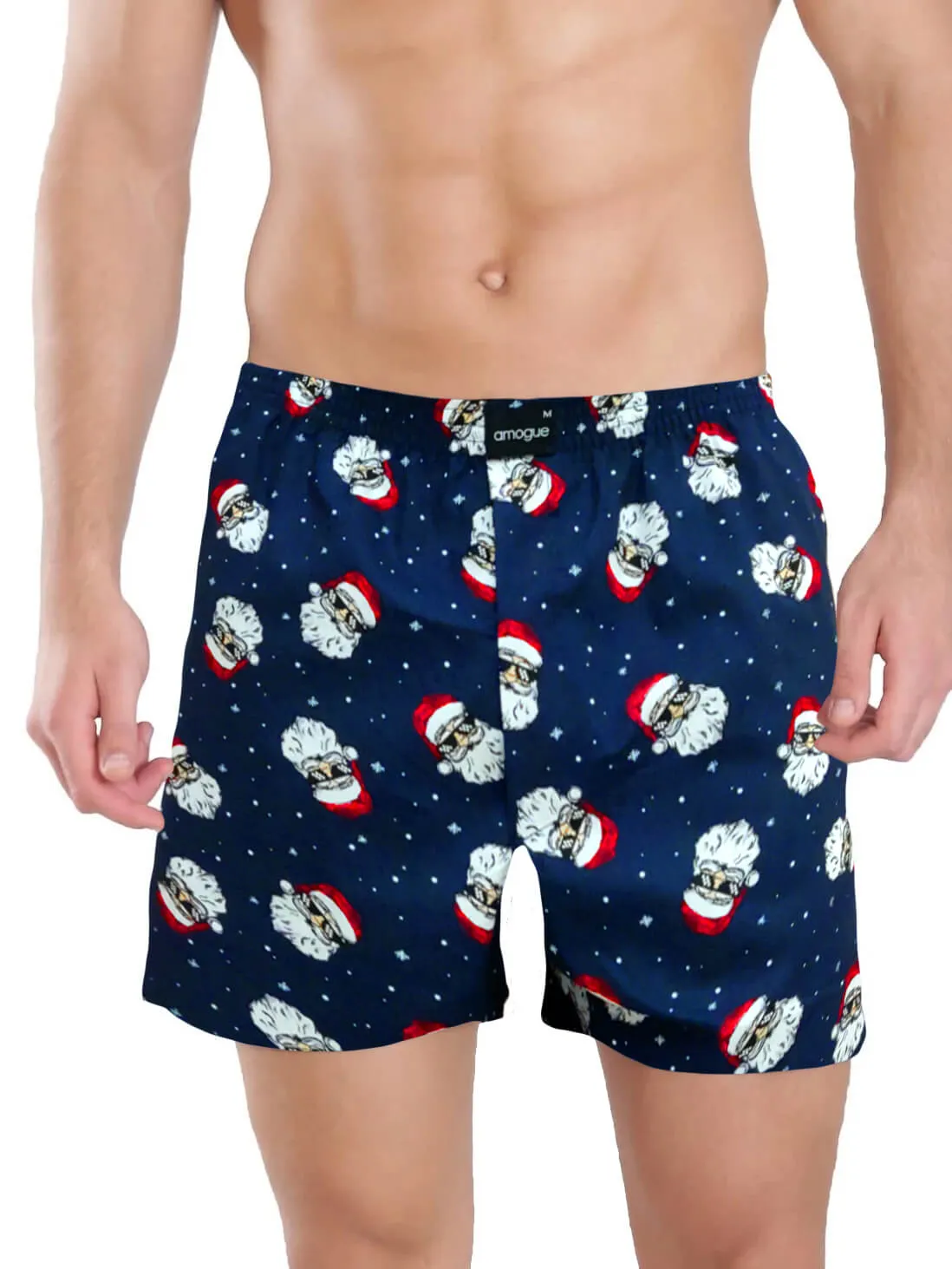 Dark Maroon Green Santa Printed Funky Boxers Combo