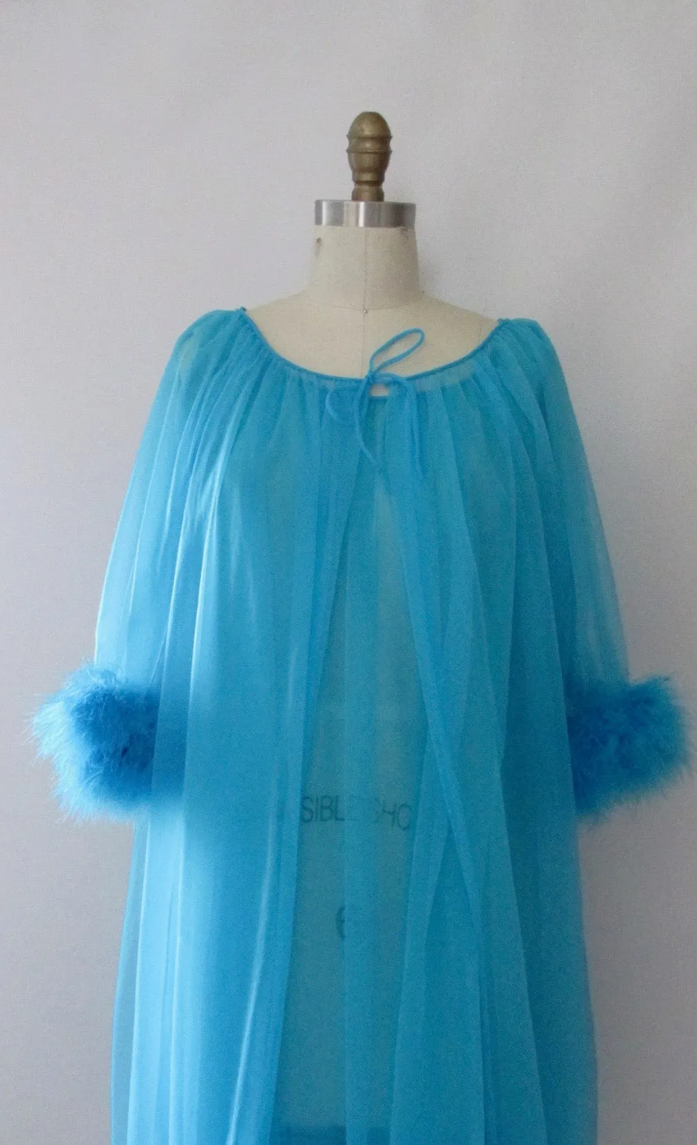 DREAM ON 60s Sheer Peignoir Set, Nightgown & Bed Jacket, Size Medium