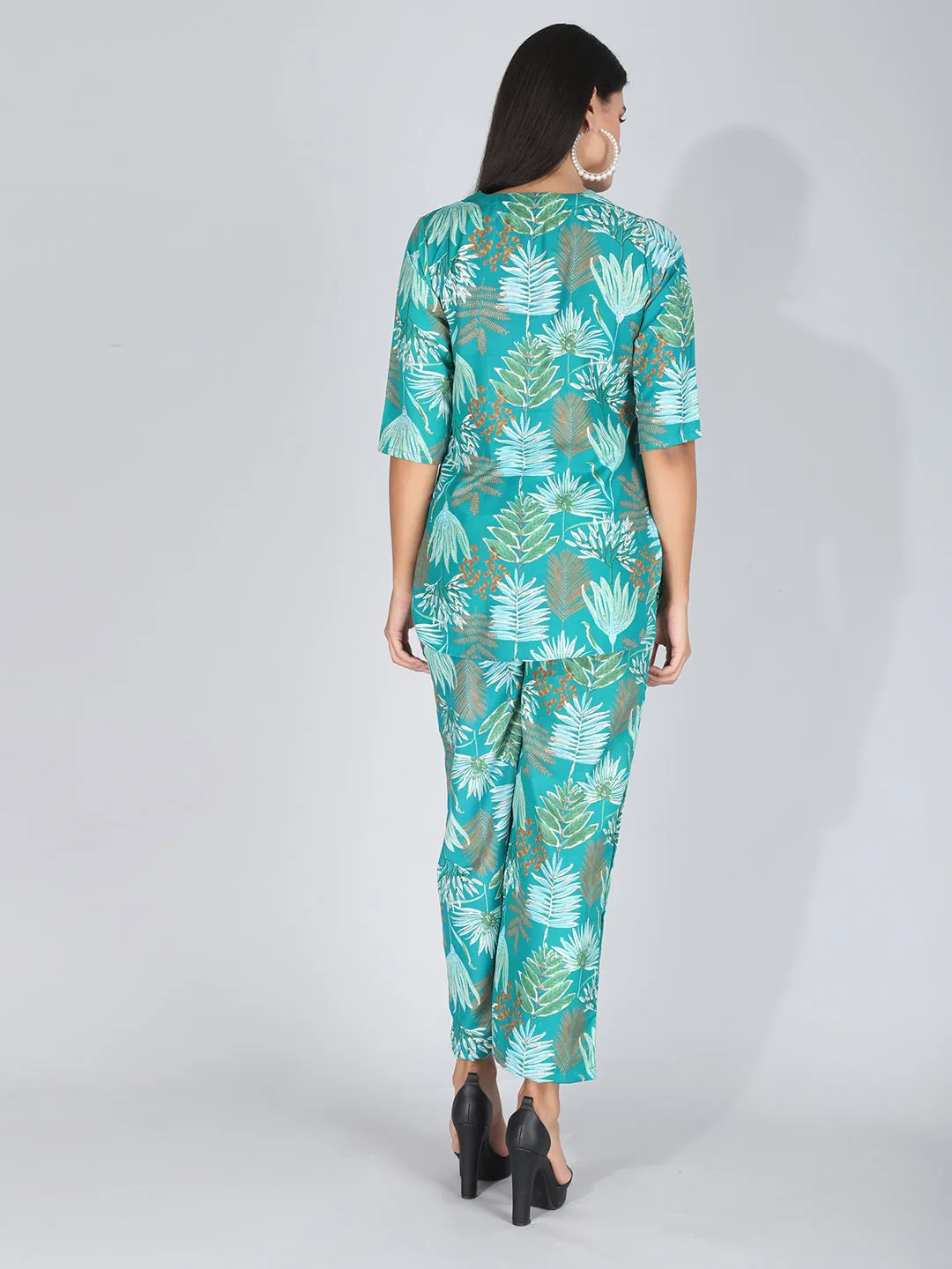 Elegant Green Floral Co-Ord Set Loungewear