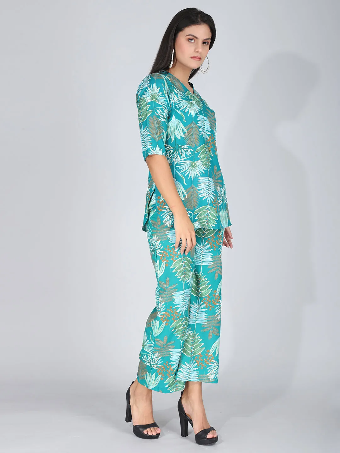 Elegant Green Floral Co-Ord Set Loungewear