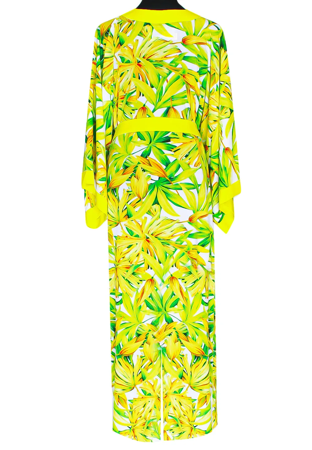 Euphoria – Secret Garden Maxi Split Kaftan (Neon Yellow)