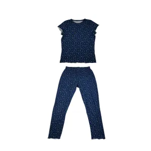 F&F pyjama set 13-14 years navy floral print cotton