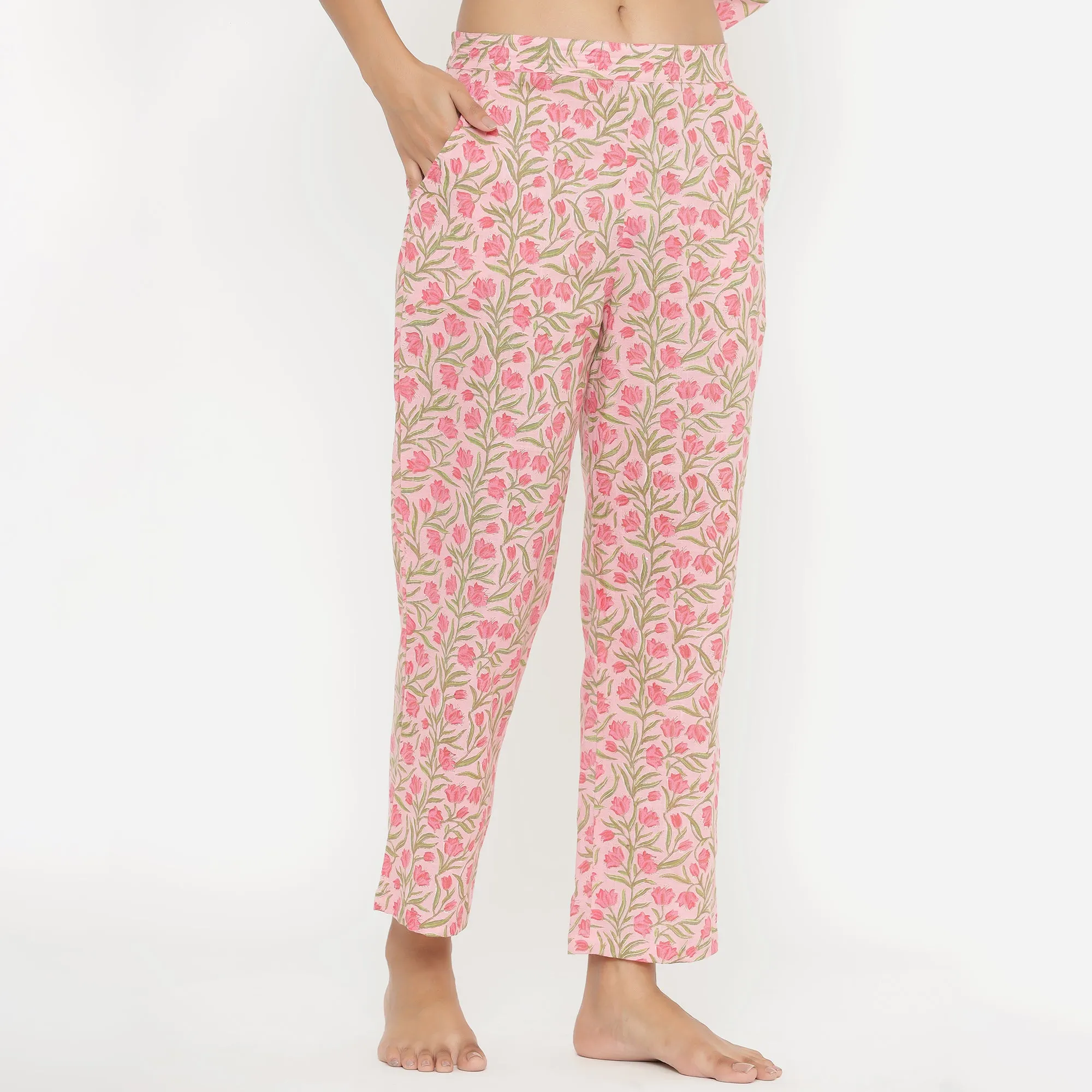 Flowers on Pink Loungewear Top Set