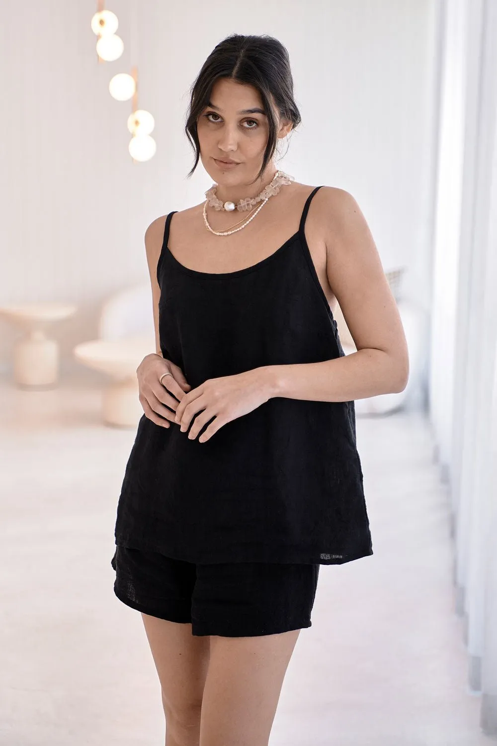 Fundamental Linen Cami - Black 