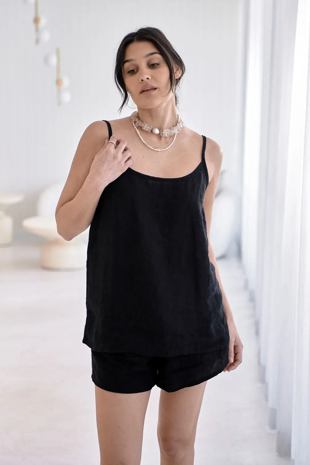 Fundamental Linen Cami - Black 