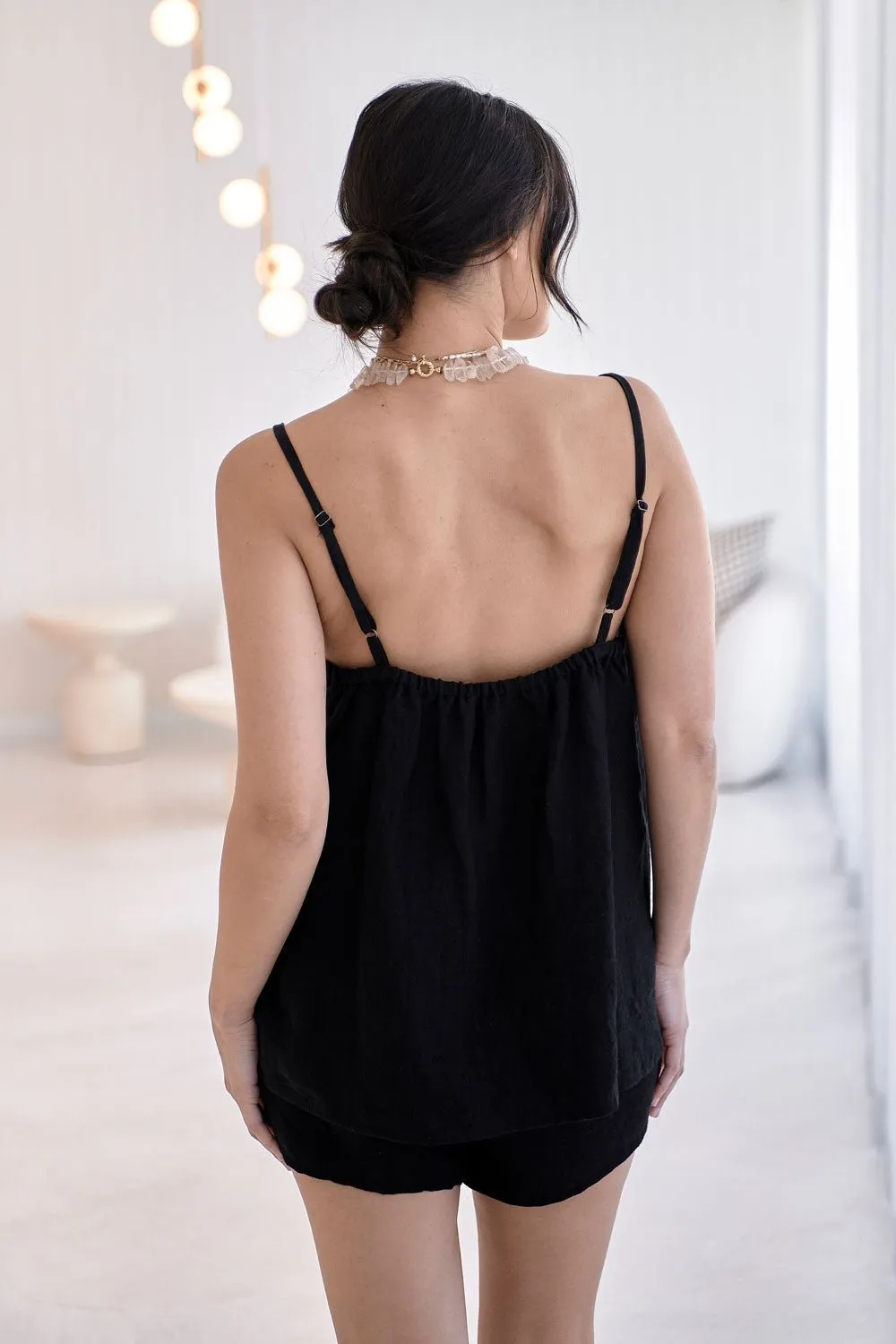 Fundamental Linen Cami - Black 