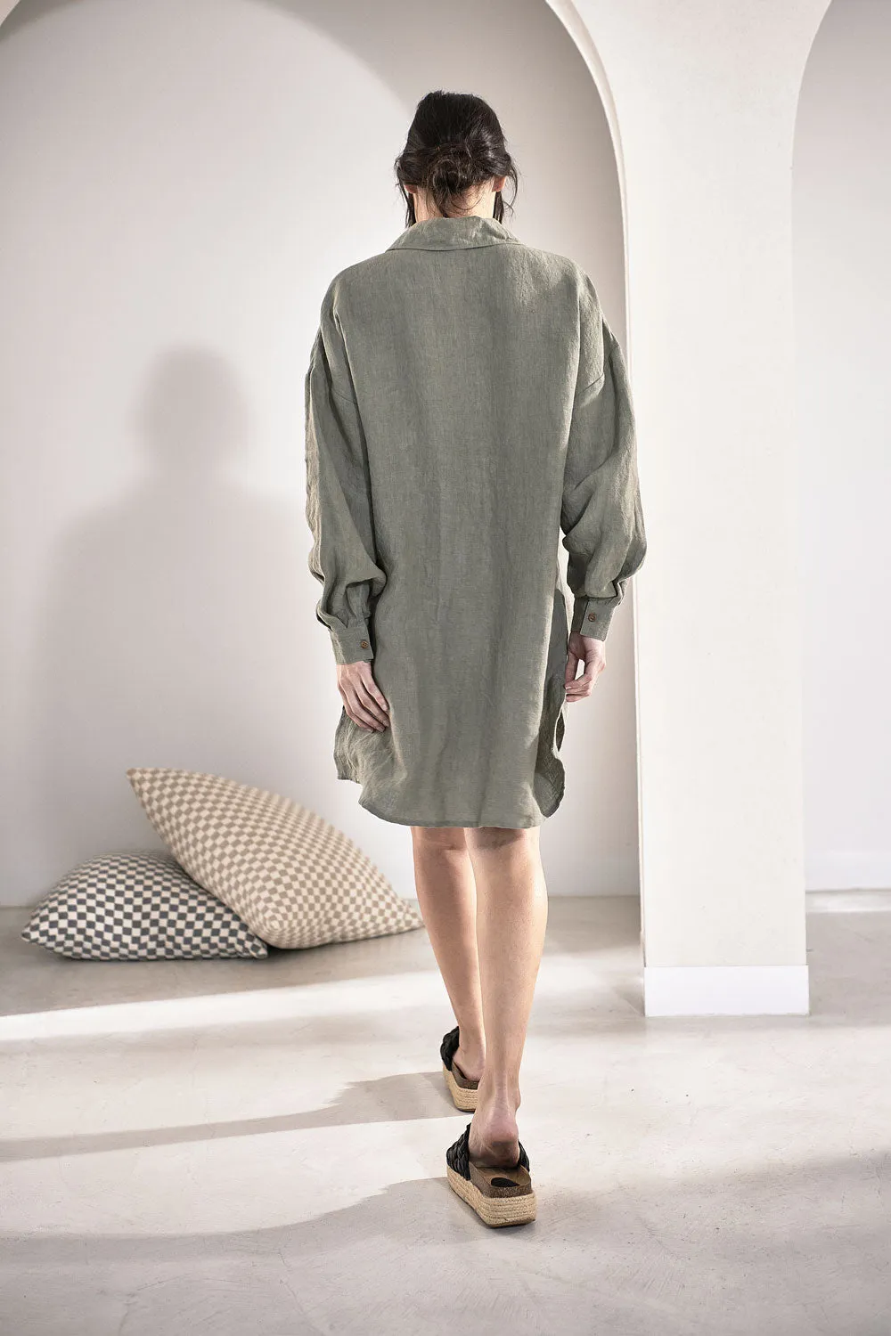 Fundamental Linen Shift Dress - Pistachio 