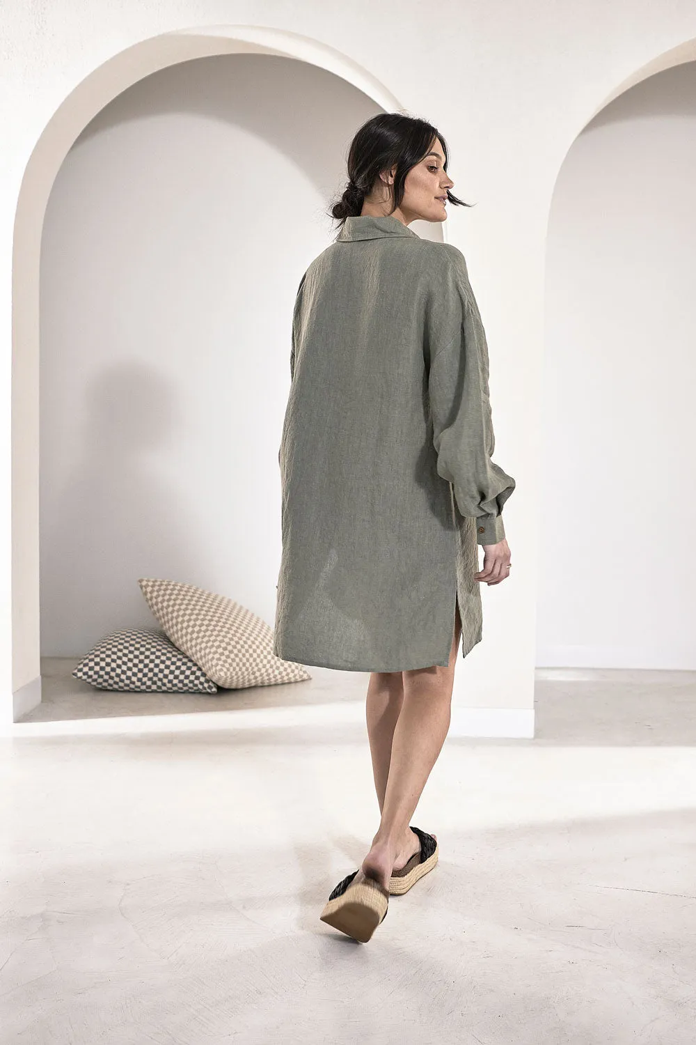 Fundamental Linen Shift Dress - Pistachio 