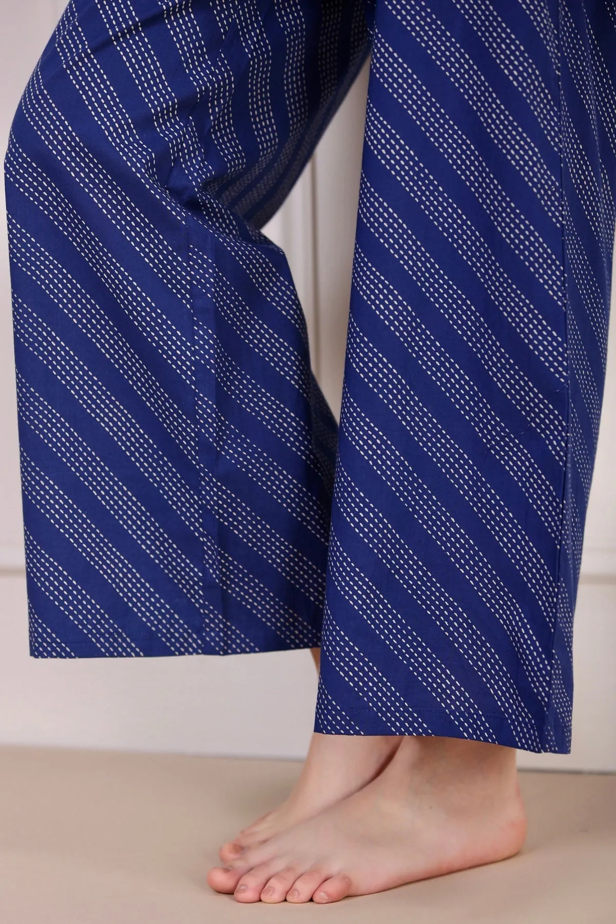 Geometrical Weaves on Blue Loungewear Top Set