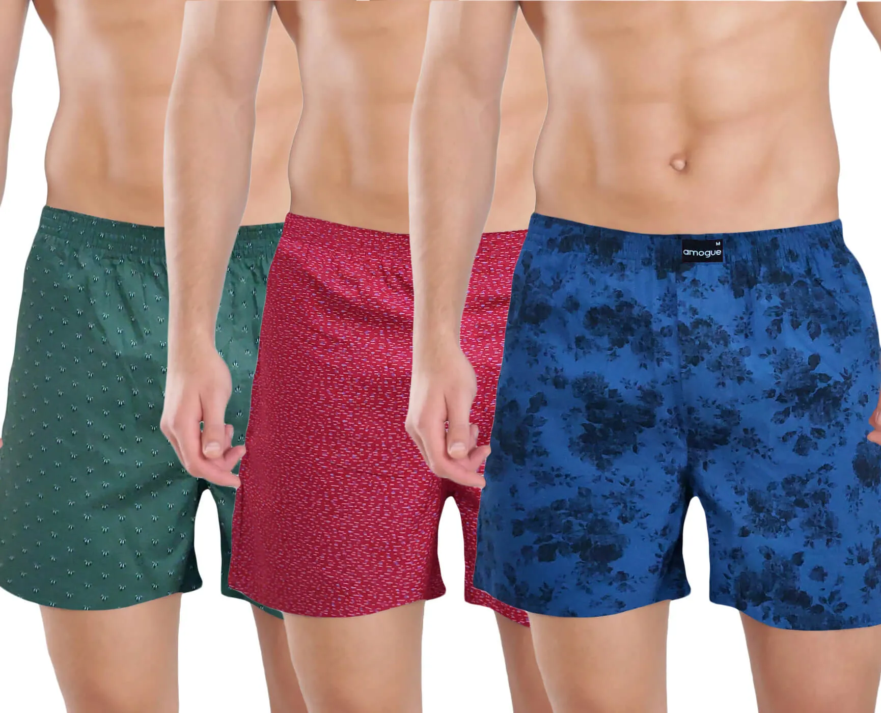 Green Red Navy Flower Premium Printed Boxers