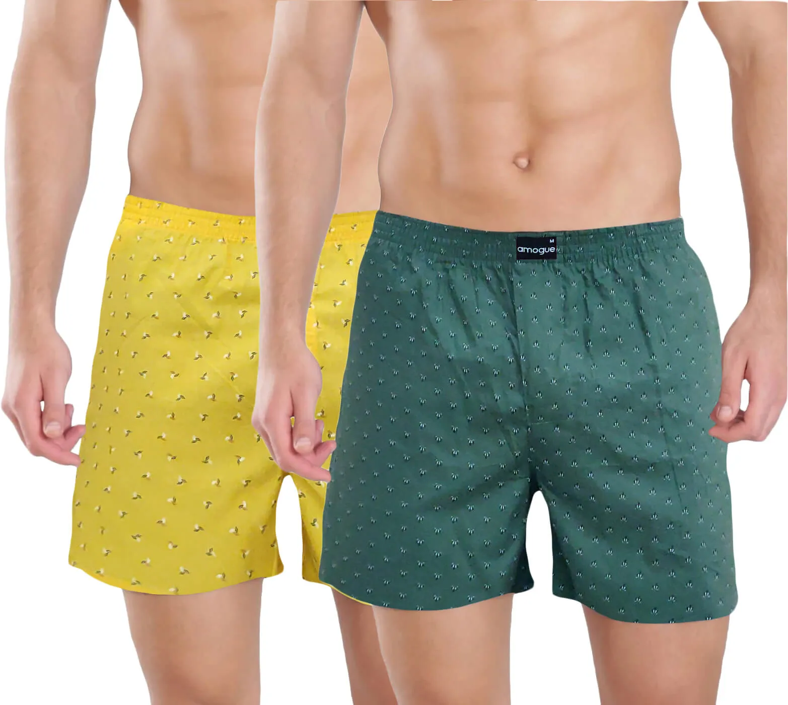 Green Yellow Lounge Printed Boxers Combo