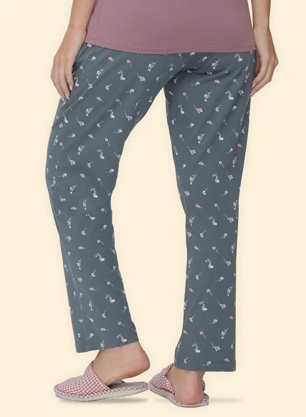 GREY FLORAL PRINTED PYJAMA (PB10000P001)