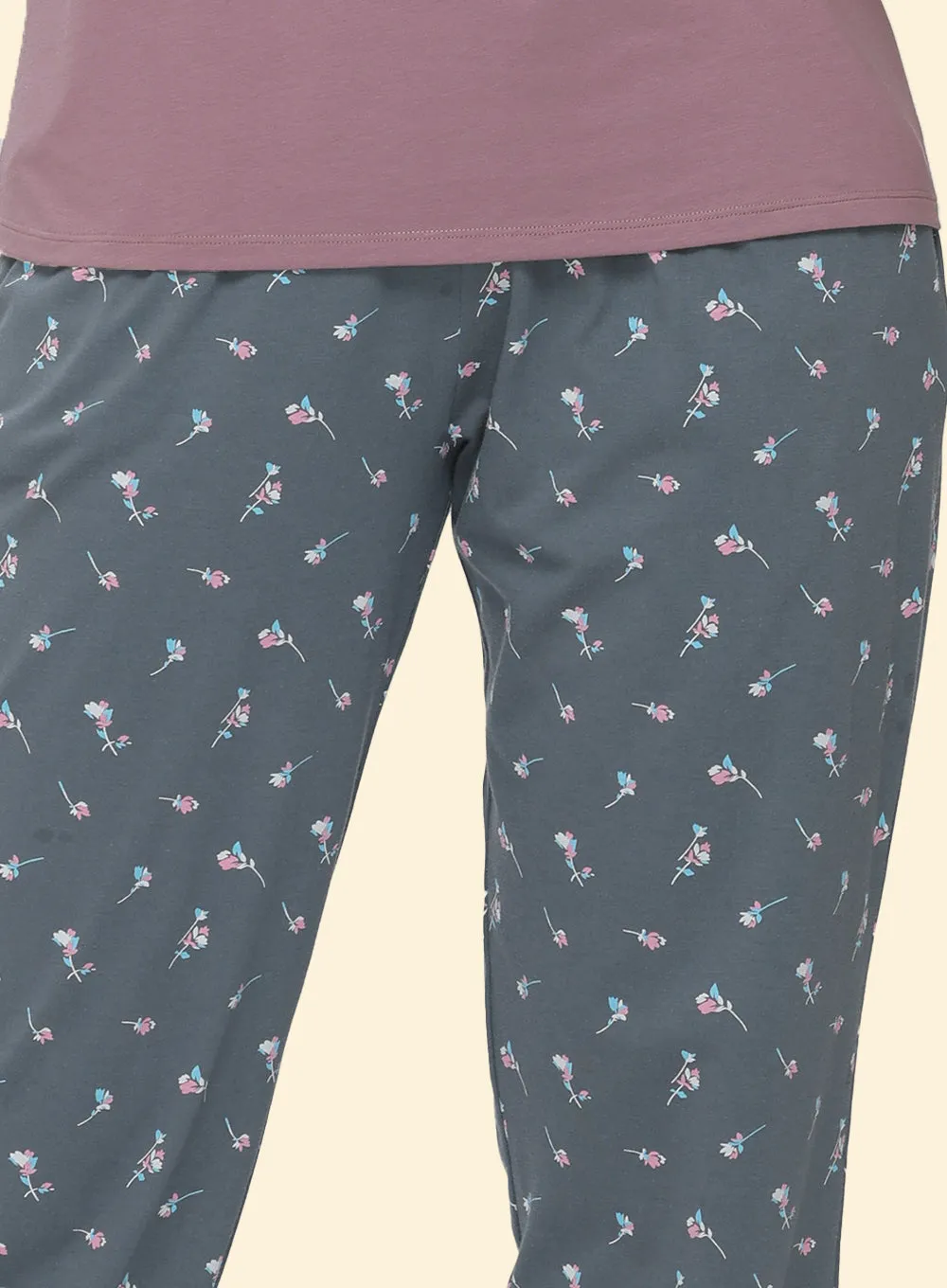 GREY FLORAL PRINTED PYJAMA (PB10000P001)