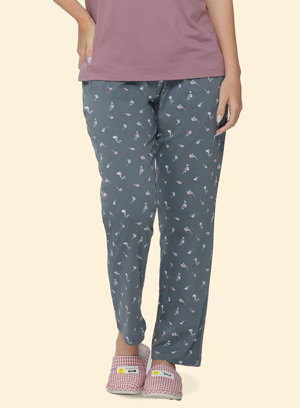 GREY FLORAL PRINTED PYJAMA (PB10000P001)