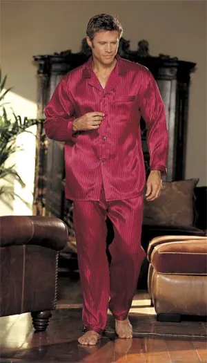 Gyz Silky Soft Stripe Pajama Set Burgundy 25138 Size S