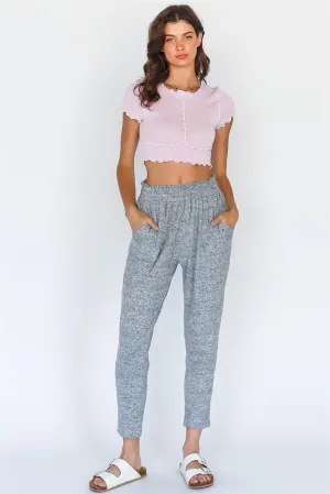 Heather Grey Loungewear Flannel Hight Waist Pants /1-1-1